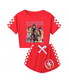 KATSEYE Graphic Crop Top & Shorts Set - Matchi...