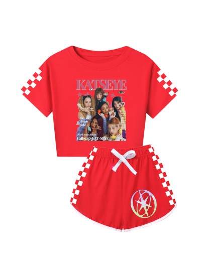 KATSEYE Graphic Crop Top & Shorts Set - Matching Outfits For Kids & Adults