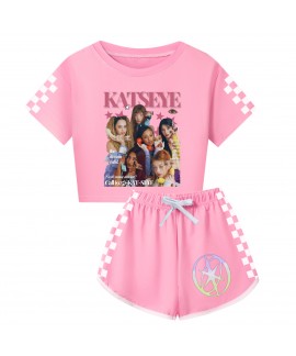 KATSEYE Graphic Crop Top & Shorts Set - Matching Outfits For Kids & Adults