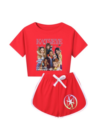 KATSEYE Graphic Crop Top & Shorts Sets - Matching Outfits For Kids & Adults