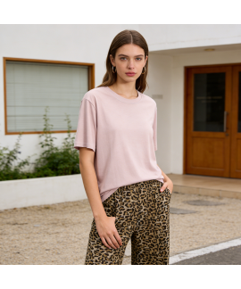 Premium Bamboo Viscose Solid Round Neck Top & ...