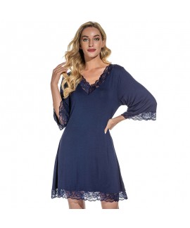 Women's Plus Size Lace V-Neck Cotton Nightgown Sleep Dress