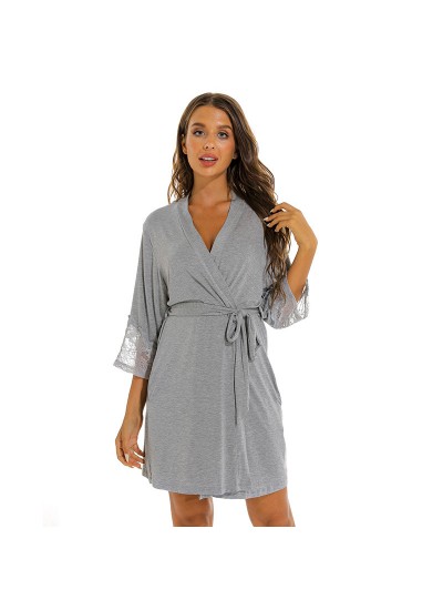 Plus-Size Solid Modal Cotton Loungewear Set | Women’s Loose Home & Sleep Robe