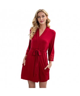 Plus-Size Solid Modal Cotton Loungewear Set | Women’s Loose Home & Sleep Robe