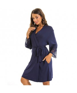 Plus-Size Solid Modal Cotton Loungewear Set | Women’s Loose Home & Sleep Robe