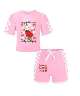 Gold Thread Summer Unisex T-Shirt And Shorts 2-Piece Cotton Blend Printed Sports Loungewear Kids Pajama Sets
