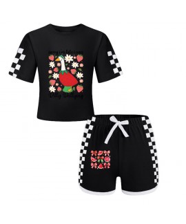 Gold Thread Summer Unisex T-Shirt And Shorts 2-Piece Cotton Blend Printed Sports Loungewear Kids Pajama Sets
