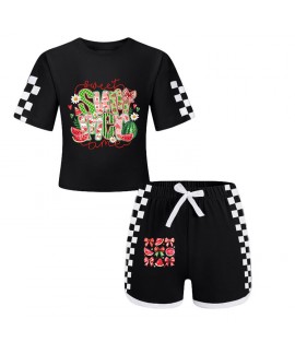 Gold Thread Summer Unisex T-Shirt and Shorts 2-Piece "SUMMER" Graphic Sports Pajama Set
