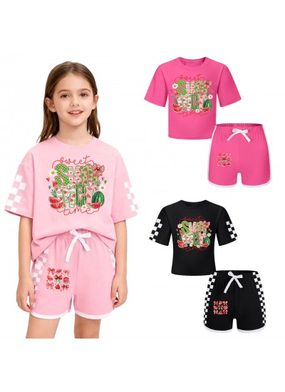 Gold Thread Summer Unisex T-Shirt and Shorts 2-Piece "SUMMER" Graphic Sports Pajama Set