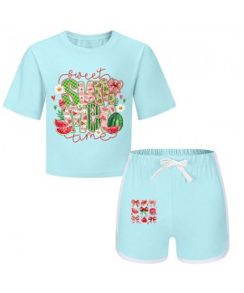 Gold Thread Summer T-Shirt And Shorts 2-Piece "SUMMER" Graphic Sports Pajama Sets