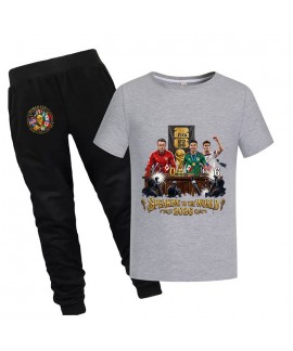 Gold Thread Summer Kids “Speaking To The World 2026” Cotton Short Sleeve T-Shirt And Pants World Cup Soccer Pajama Set