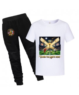 World Cup Cotton Gold Thread Summer Short Sleeve T-Shirt And Pants 2-Piece Kids Pajama Set 100-170cm