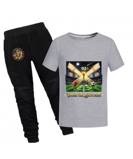 World Cup Cotton Gold Thread Summer Short Sleeve T-Shirt And Pants 2-Piece Kids Pajama Set 100-170cm