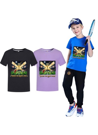 World Cup Cotton Gold Thread Summer Short Sleeve T-Shirt And Pants 2-Piece Kids Pajama Set 100-170cm