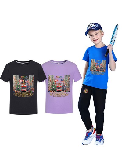 Gold Thread Summer Kids "The Eternal Champions" Cotton Short Sleeve T-Shirt And Pants World Cup Soccer Pajama Set