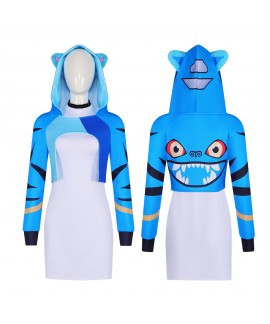 K-POP Idol Inspired Devil Cat Blue Tiger Cosplay Animal Jumpsuit For Kids & Adults