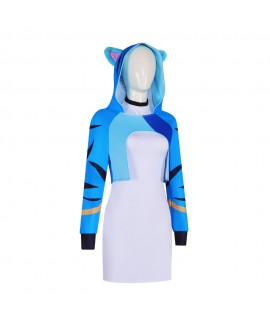 K-POP Idol Inspired Devil Cat Blue Tiger Cosplay Animal Jumpsuit For Kids & Adults