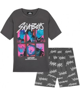 K-Pop Demon Hunter Short Sleeve Top Shorts 2-Piece Kids  “Derpy”,“Huntrix”,“Saja Boys” Age 5-14 Pajama Set 
