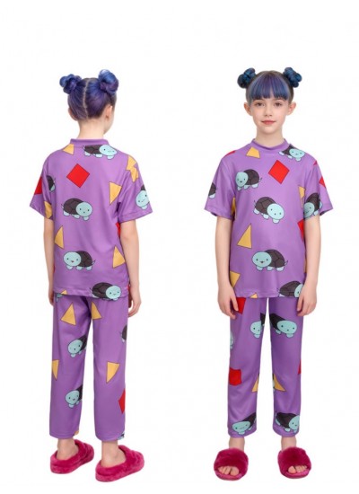 K-POP Zoey Purple Geometric Print Huntress Girl Group Cosplay Loungewear For Kids & Adults