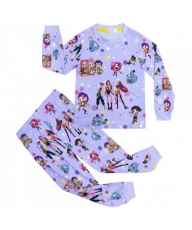 Kids Cartoon Character Long Sleeve Soft Cotton Blend Loungewear For Boys & Girls  Pajama Set