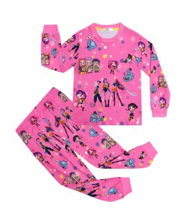 Kids Cartoon Character Long Sleeve Soft Cotton Blend Loungewear For Boys & Girls  Pajama Set