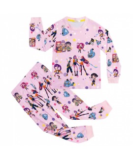 Kids Cartoon Character Long Sleeve Soft Cotton Blend Loungewear For Boys & Girls  Pajama Set