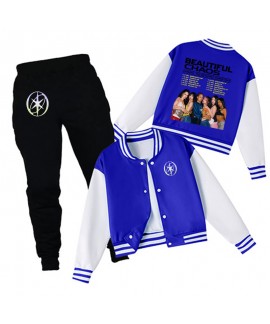 Katseye Themed Spring & Autumn Kids Baseball Jacket Set – Cartoon Hooded Zipper Outfit