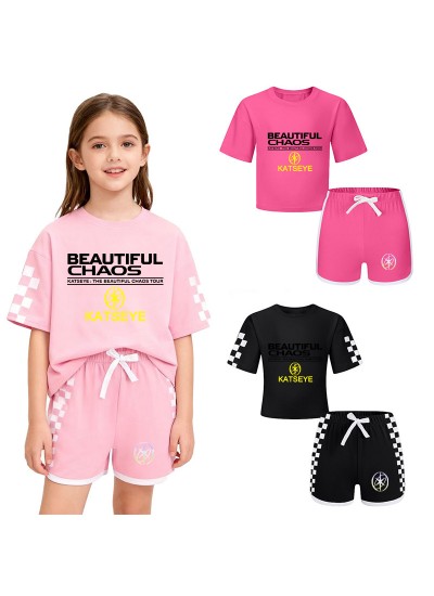 KATSEYE Kids Unisex Printed T-Shirt & Shorts Summer Pajama Sets