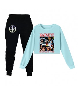 KATSEYE "Beautiful Chaos" Kids Sweatshirt & Joggers Set - 95% Cotton Long Sleeve Pullover Pajama & Sportswear