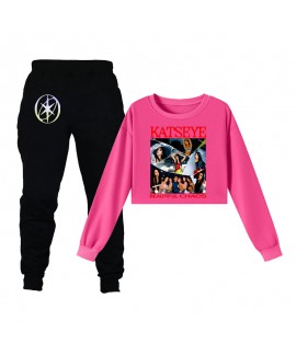 KATSEYE "Beautiful Chaos" Kids Sweatshirt & Joggers Set - 95% Cotton Long Sleeve Pullover Pajama & Sportswear