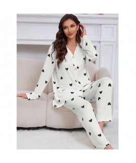 Tiny Heart Jacquard Milk Silk Elegant V-Neck Long ...