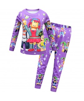 Roblox Graphic Soft Cotton Long Sleeve Sleepwear & Lounge Pants Pajama Set