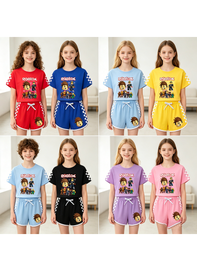Roblox Gaming Character Print Short Sleeve & Shorts 2-Piece Pajama Set In 8 Colors
