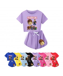 Roblox Gaming Character Print Short Sleeve And Shorts 2-Piece Pajama Set In 8 Colors