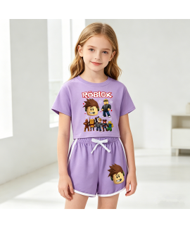 Roblox Gaming Character Print Short Sleeve And Sho...