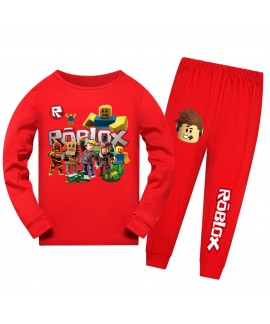 Roblox Graphic Unisex 7-Color Cartoon Print Long Sleeve Sleepwear Kids Pajama Set 