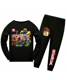 Roblox Graphic Unisex 7-Color Cartoon Print Long Sleeve Sleepwear Kids Pajama Set 