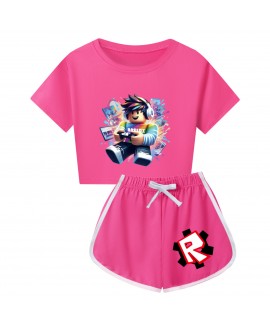 Roblox Summer Short Sleeve Milk Silk Sleepwear For Family Matching Pajamas Set