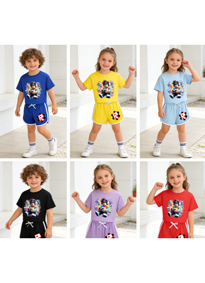 Roblox Summer Short Sleeve Milk Silk Sleepwear For Family Matching Pajamas Set