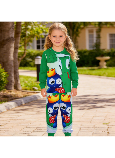 Roblox Rainbow Friends Green Character Graphic 2-Piece Kids Pajama Set