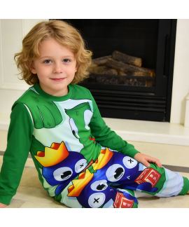 Roblox Rainbow Friends Green Character Graphic 2-Piece Kids Pajama Set