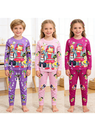 Roblox Graphic Soft Cotton Long Sleeve Sleepwear & Lounge Pants Pajama Set