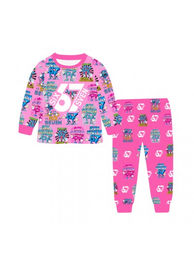 SIX SEVEN 67 Kids Milk Silk Digital Print Long Sleeve  Pajama Set