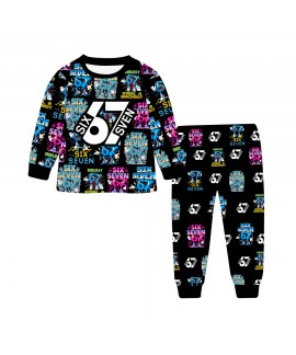 SIX SEVEN 67 Kids Milk Silk Digital Print Long Sleeve  Pajama Set