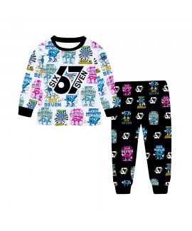 SIX SEVEN 67 Kids Milk Silk Digital Print Long Sleeve  Pajama Set