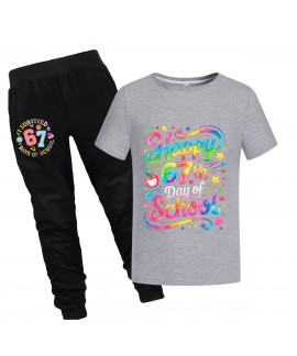 SIX SEVEN 67 Kids 100% Cotton Short Sleeve Summer T-Shirt & Pants Loungewear Pajama Set