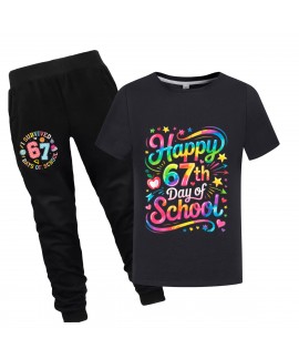 SIX SEVEN 67 Kids 100% Cotton Short Sleeve Summer T-Shirt & Pants Loungewear Pajama Set