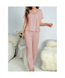Women’s Milk Silk Short Sleeve Solid Color Casua...