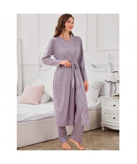 Elegant Solid Color 3-Piece Long Sleeve Cardigan R...