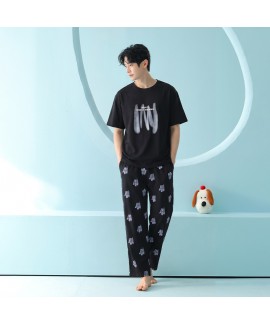 Antibacterial Cotton Men's Sleepwear Set Short Sle...